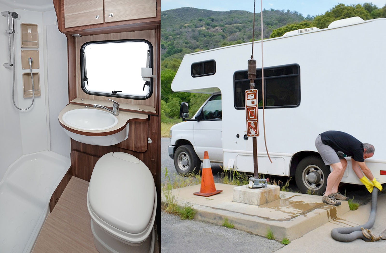 Portable RV/camper toilet and holding tank setup in Tyler, Texas