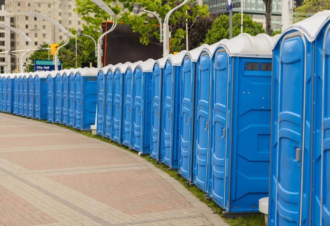 Seasonal porta potty units set up at a Tyler, Texas venue